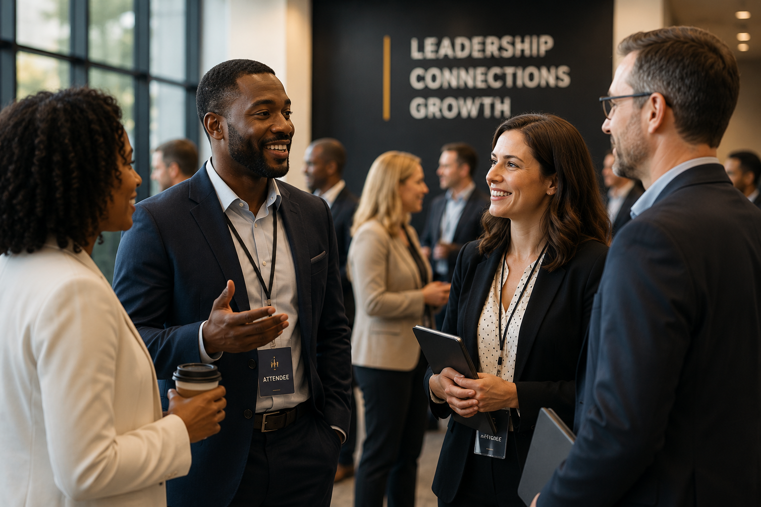 Professional leaders networking and building business relationships through meaningful conversation, collaboration, and leadership development with LINC Consulting.